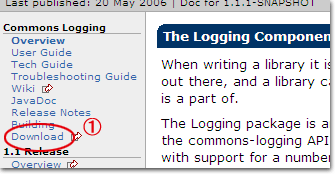 commons-loggingのダウンロード